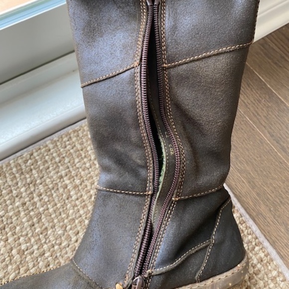 EL NATURALISTA tall leather boots US 6-6.6 (37 EU) dark brown decorative fringe - Picture 9 of 16